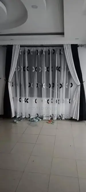 Soft Plain Grey Black and White Window Curtain