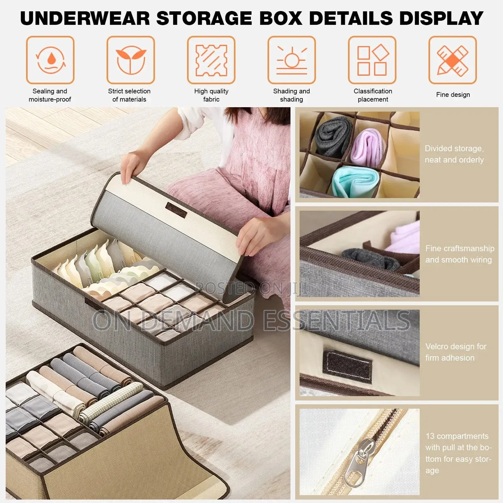 17 Grid Under Garment Organizer With a Lid 3in1 Boxes Cabinet