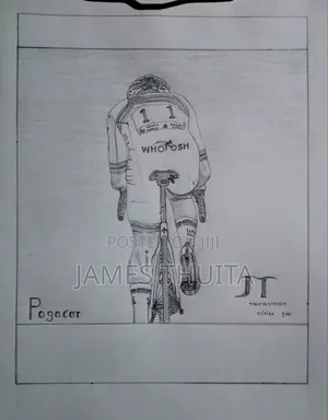 Hand Drawn Cycling Art of Tadej Pogacar