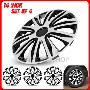 14" Dual Tone Black and Silver Spoke Design Wheel Caps