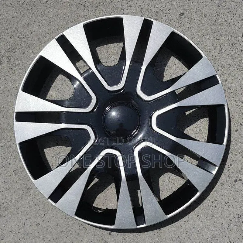 Steel Rim 15" Black Silver Wheel Caps 4pcs Multi Spoke Design