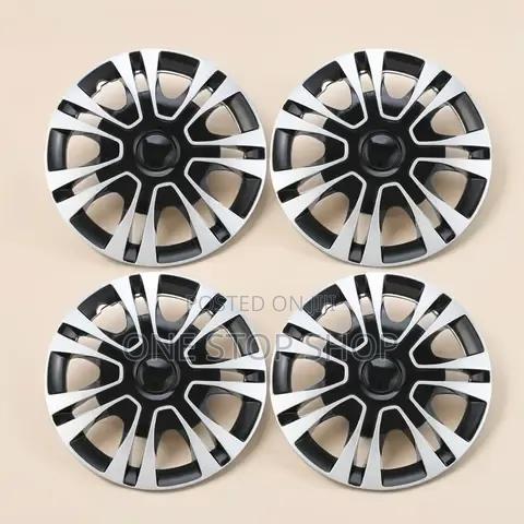 Steel Rim 15" Black Silver Wheel Caps 4pcs Multi Spoke Design