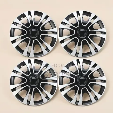 Steel Rim 15" Black Silver Wheel Caps 4pcs Multi Spoke Design
