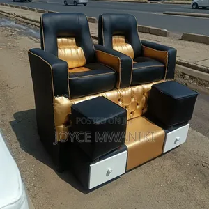 Pedicure Seat Black and Gold, 2 in 1