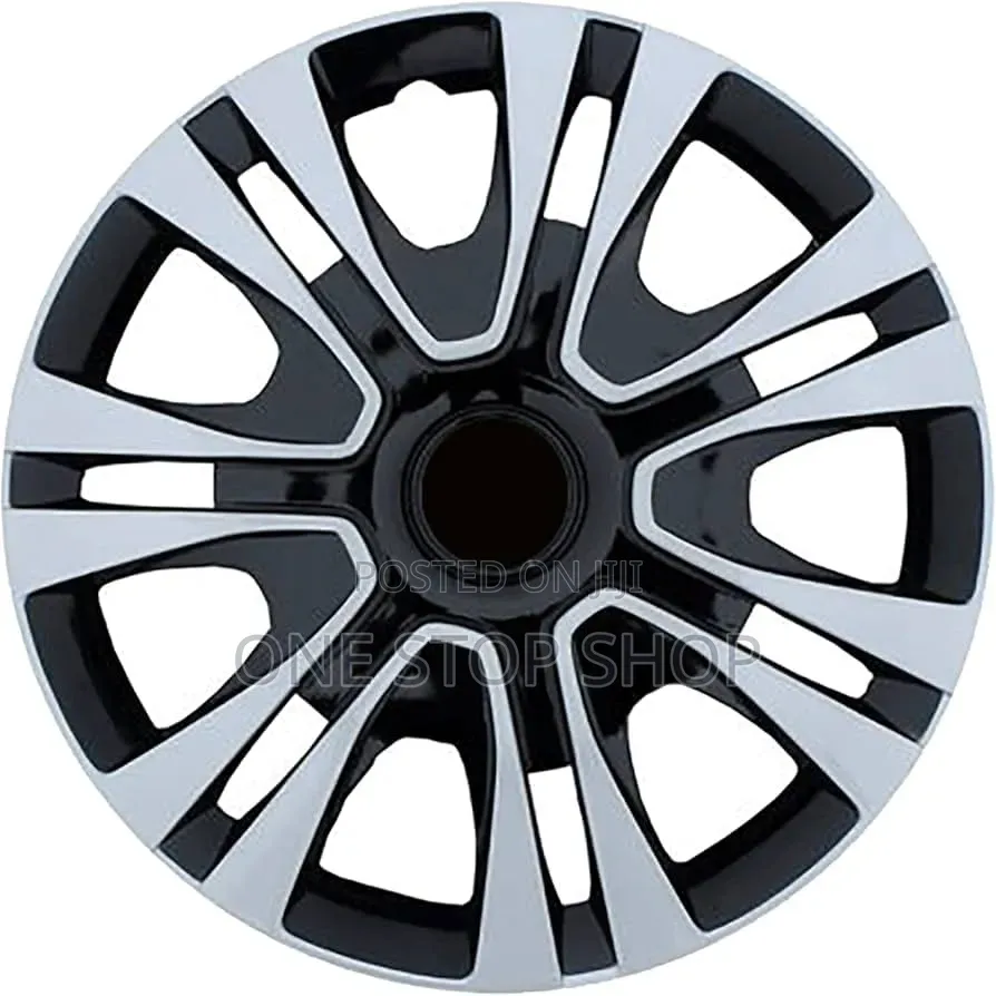 14" Gloss Black _Silver High Impact Abs Plastic Wheel Caps