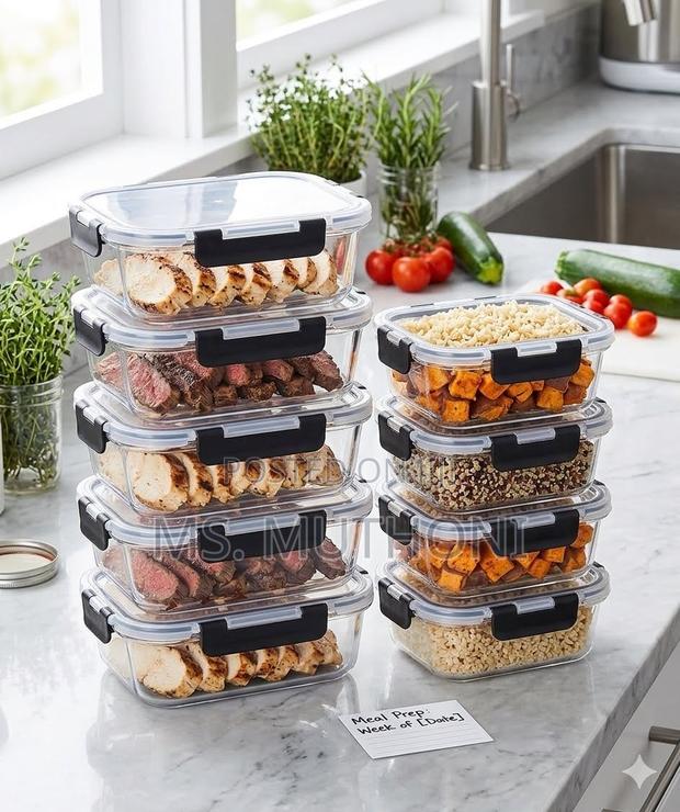10 PCs Durable, Premium Glass Meal Prep Set