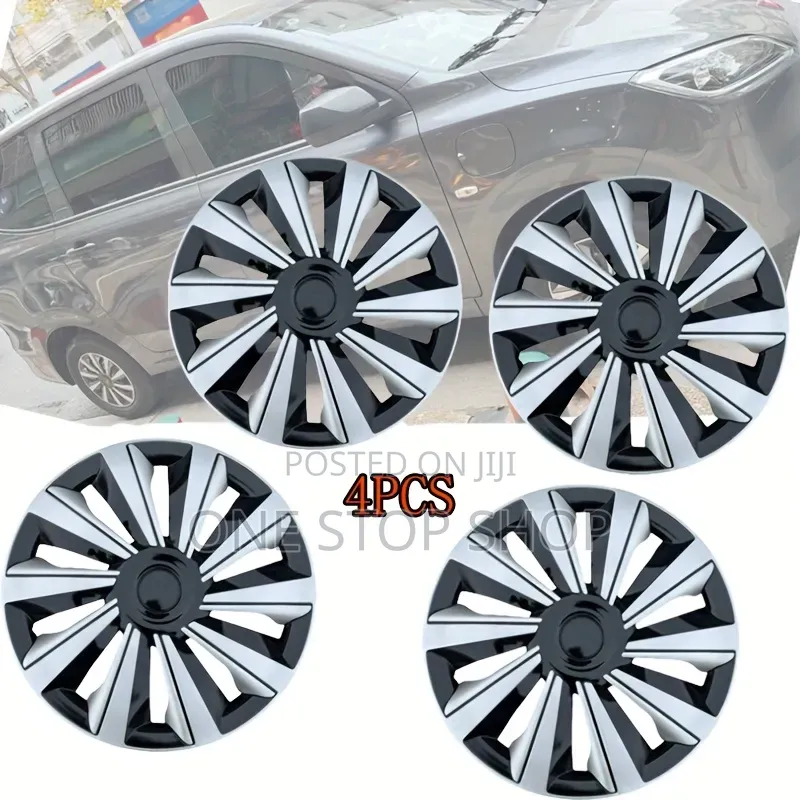 15" Wheel Caps With Alternating Silver Finish Blades