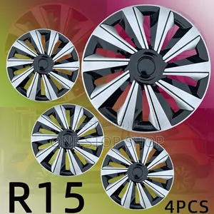 15" Wheel Caps With Black Inner Recessed Pattern 4pcs