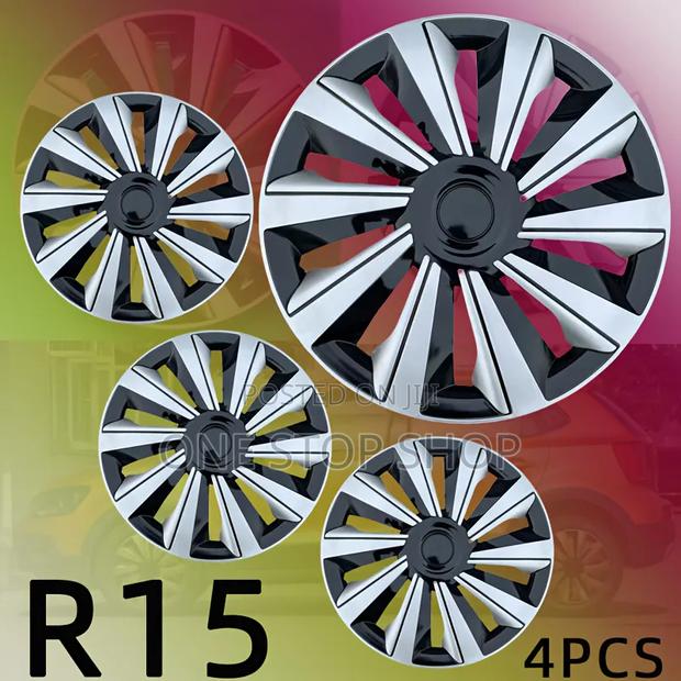 15" Wheel Caps With Black Inner Recessed Pattern 4pcs
