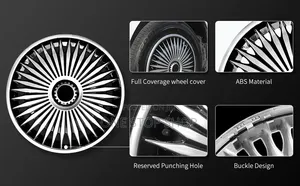 16" Wheel Caps With Muulti Spoke Radial Design With Alternating Black