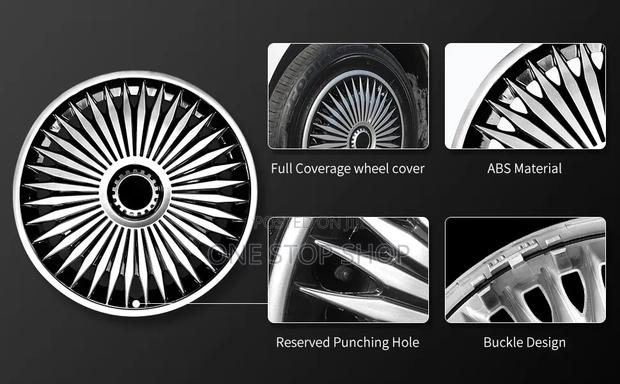 16" Wheel Caps With Muulti Spoke Radial Design With Alternating Black