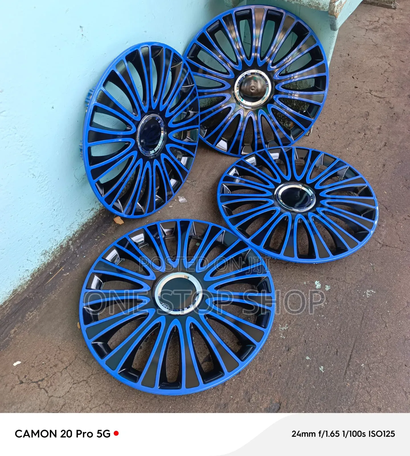 14" Bllue_black Universal Multi Spoke Wheel Hub Caps Covers