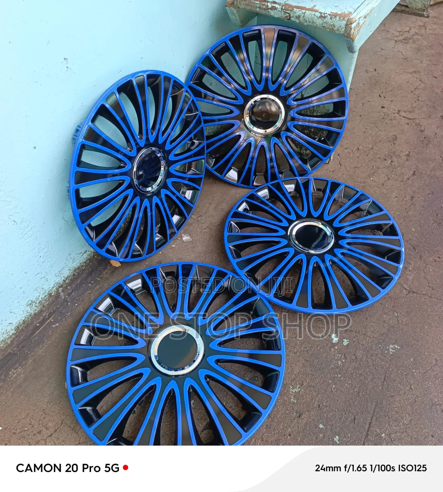 14" Bllue_black Universal Multi Spoke Wheel Hub Caps Covers