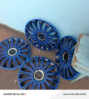 14" Blue Snap on Abs Plastic Wheel Caps Dirt Scratches Resistant