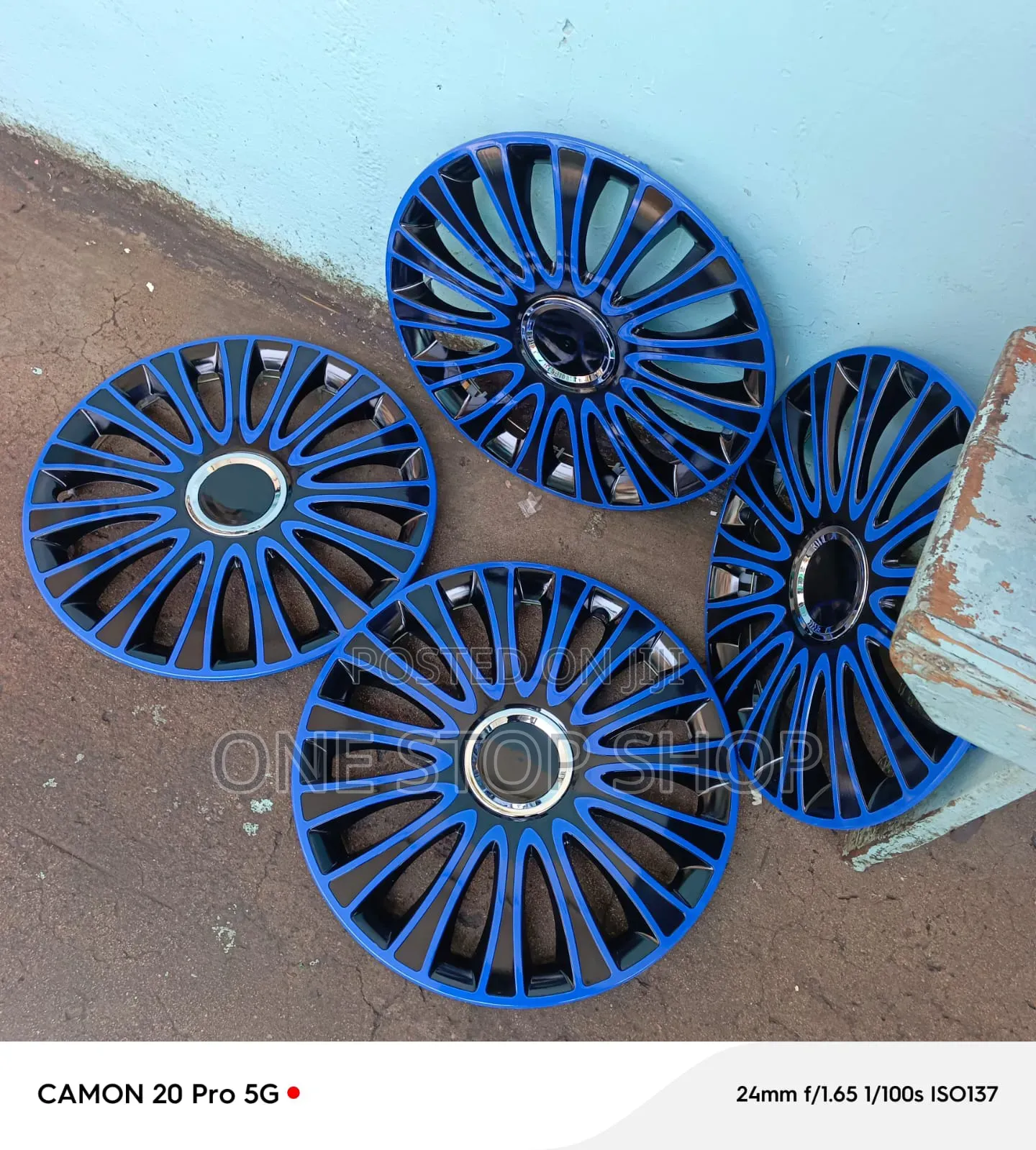 14" Blue Snap on Abs Plastic Wheel Caps Dirt Scratches Resistant