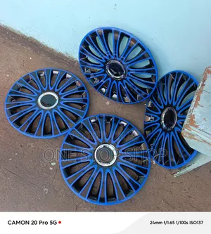 14" Blue Snap on Abs Plastic Wheel Caps Dirt Scratches Resistant