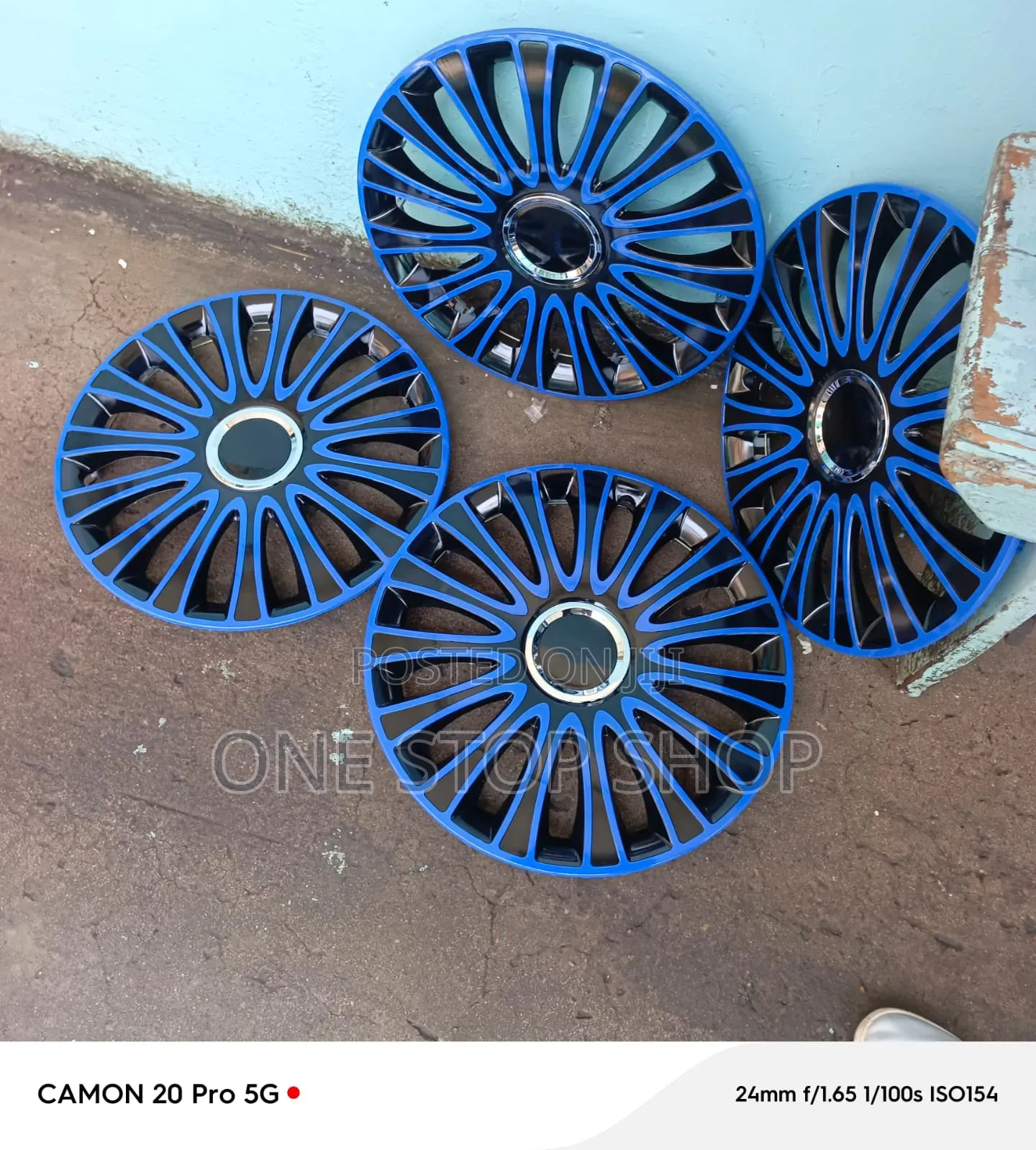 14" Decorative Premium Upgrade Standard Blue Black Wheel Caps