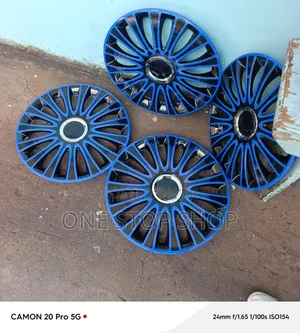 14" Decorative Premium Upgrade Standard Blue Black Wheel Caps