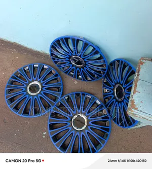 14" Decorative Premium Upgrade Standard Blue Black Wheel Caps