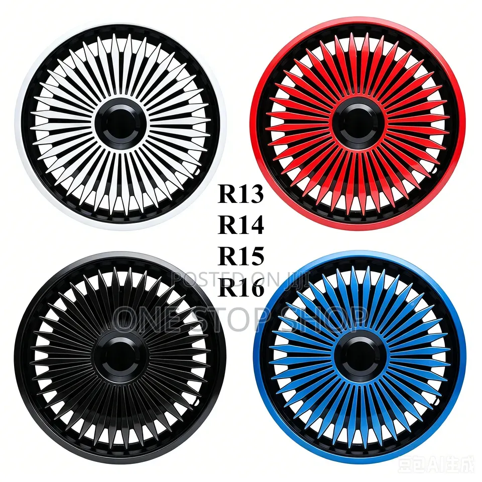 14 Inch Silver Black Wheel Caps Finished With Solid Center Black Cap
