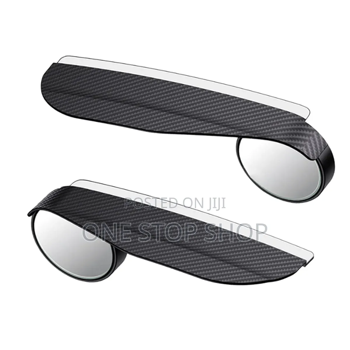 Carbon Fiber Textured Rain Brow Visor With Blind Spot Mirror