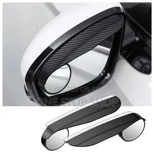 Sporty Textured Finish Side Mirror Rain Visor With Blind Spot Mirror