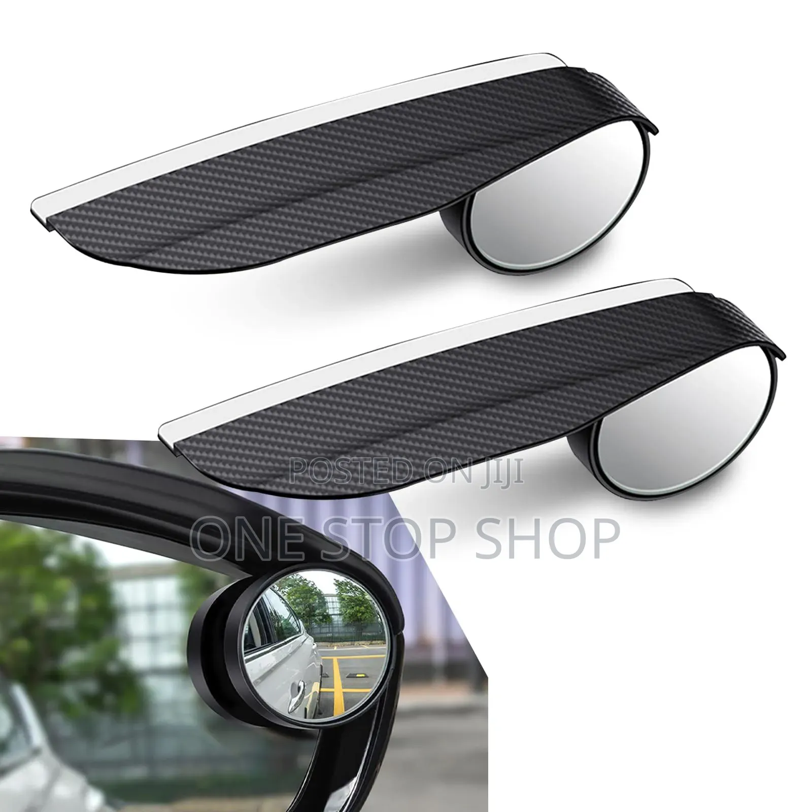 Blind Spot Mirror With Rain Eyebrow Guard Universal Fit