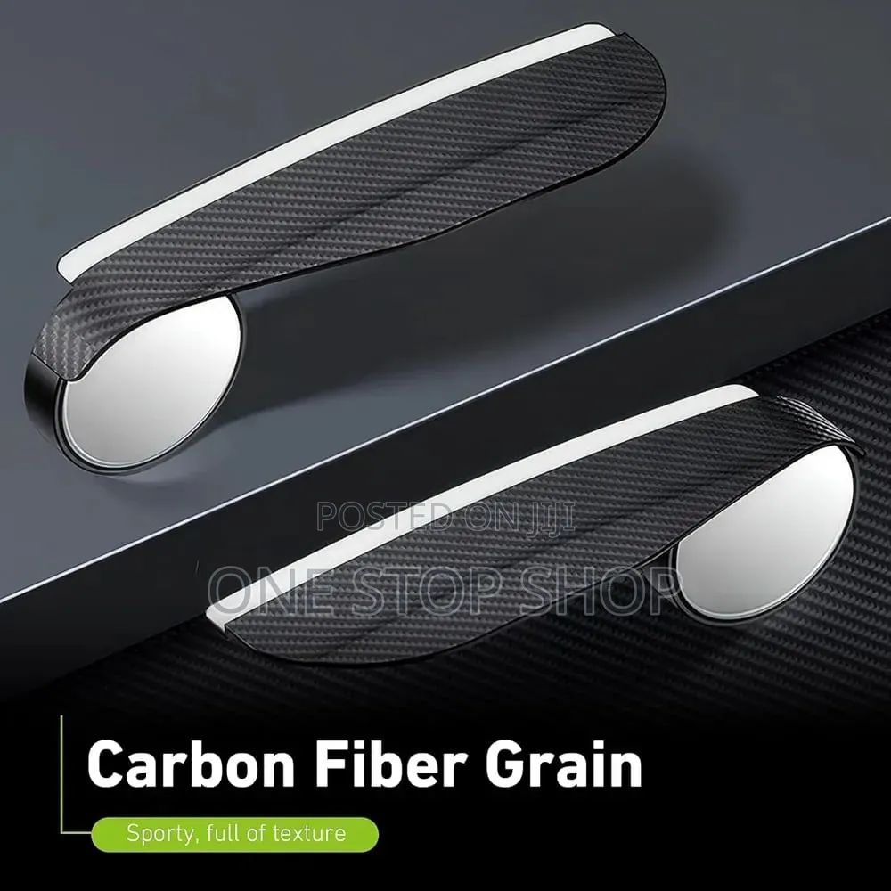 2pcs Carbon Fiber Grain Side Mirror Visor With 360° Blind Spot Mirror