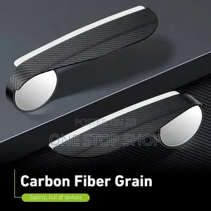 2pcs Carbon Fiber Grain Side Mirror Visor With 360° Blind Spot Mirror