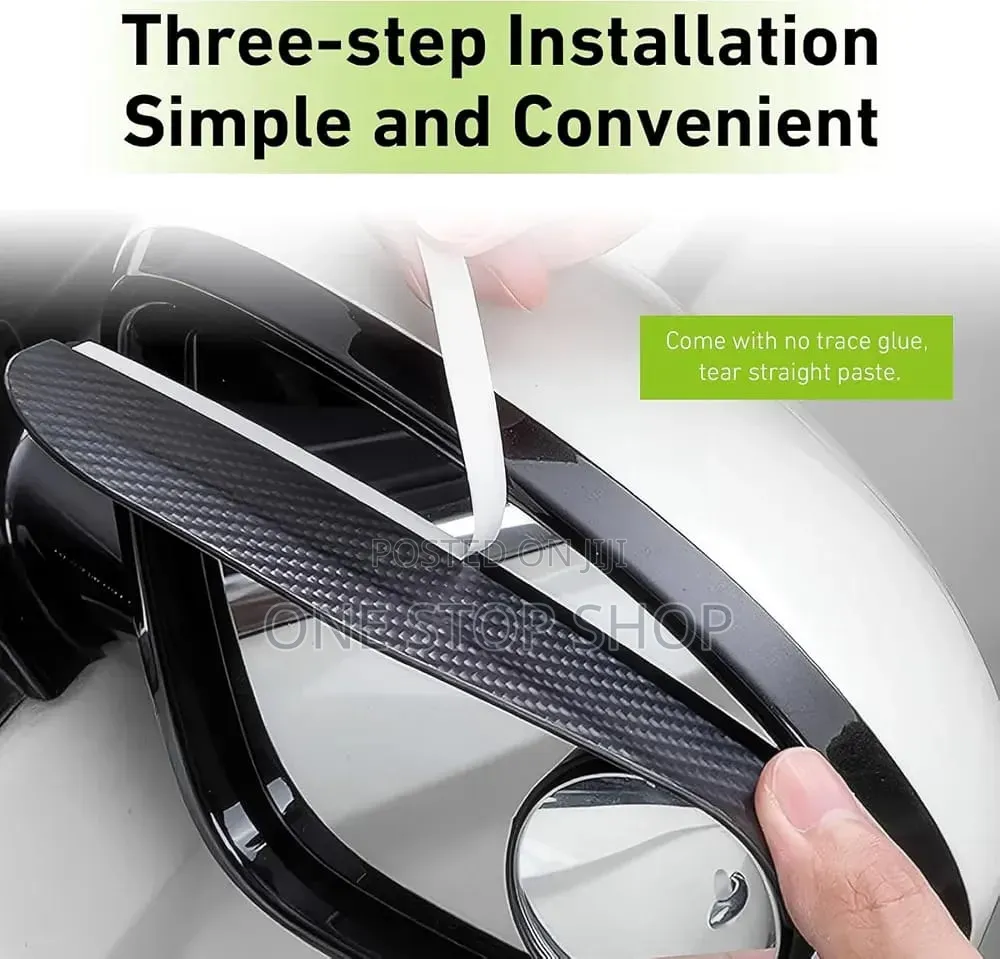 2pcs Carbon Fiber Grain Side Mirror Visor With 360° Blind Spot Mirror