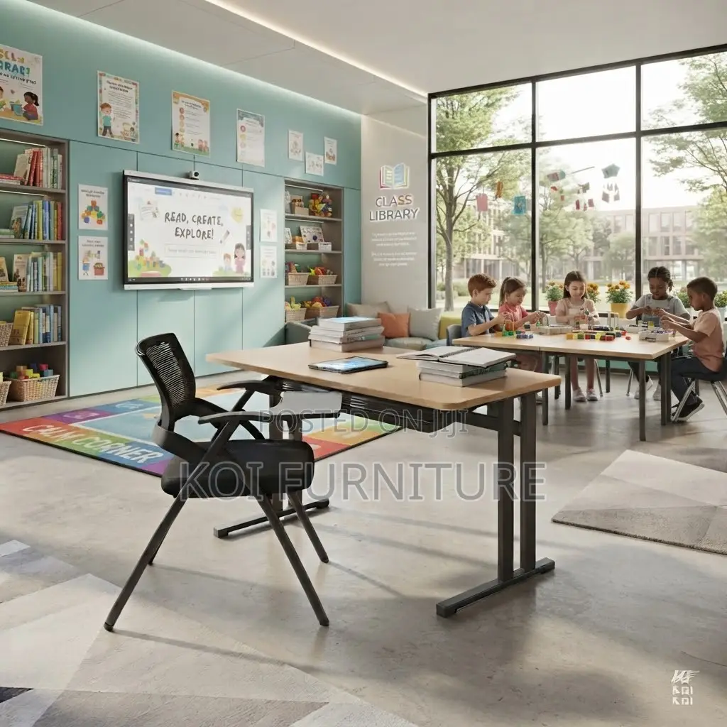 Office Chairts; Mid Backrest Black Foldable Office School Chairs