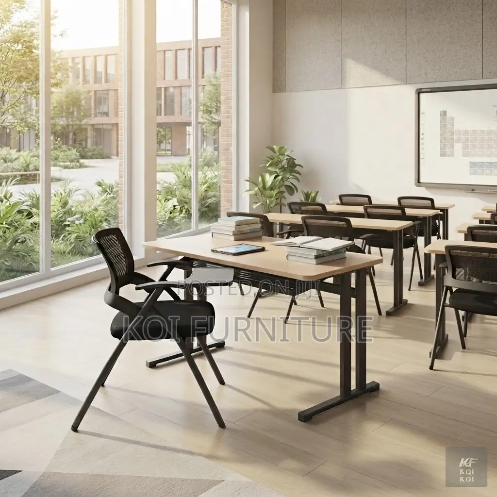 Office Chairts; Mid Backrest Black Foldable Office School Chairs