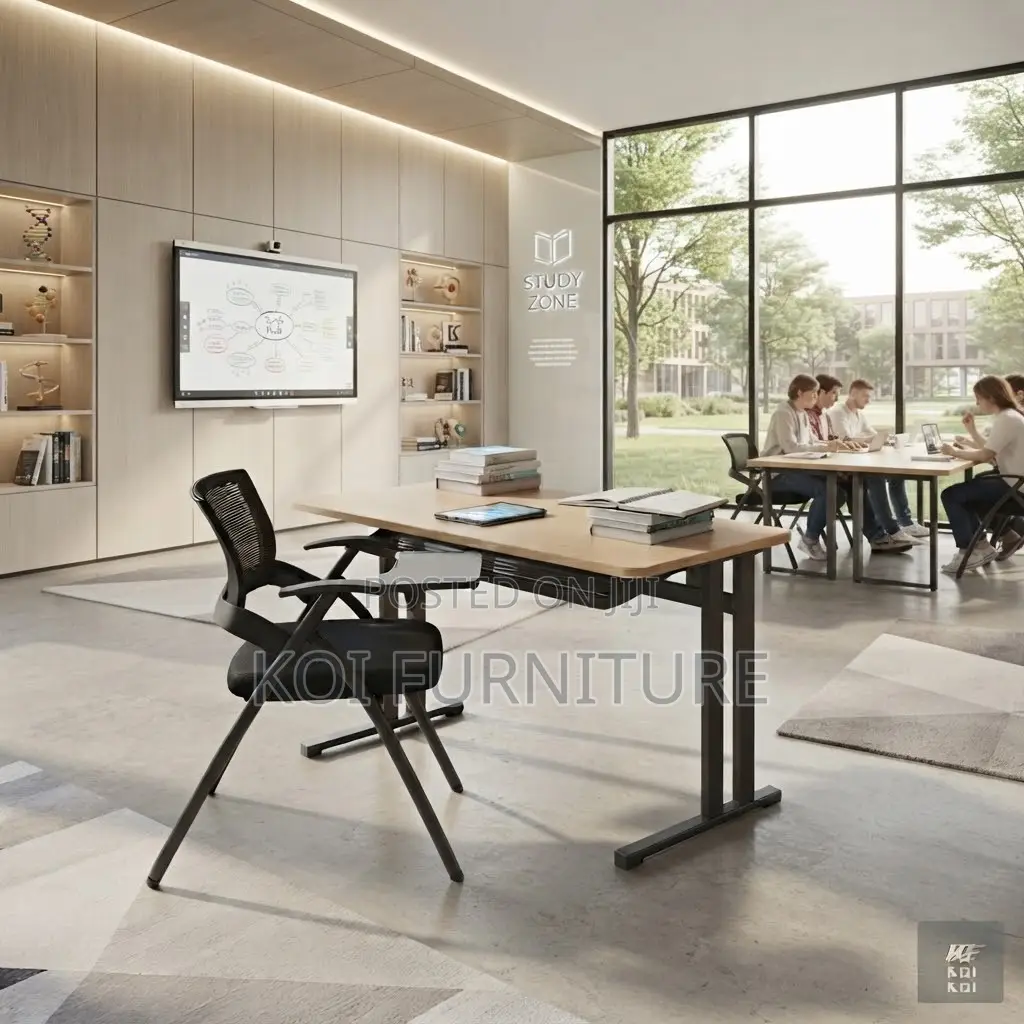 Office Chairts; Mid Backrest Black Foldable Office School Chairs