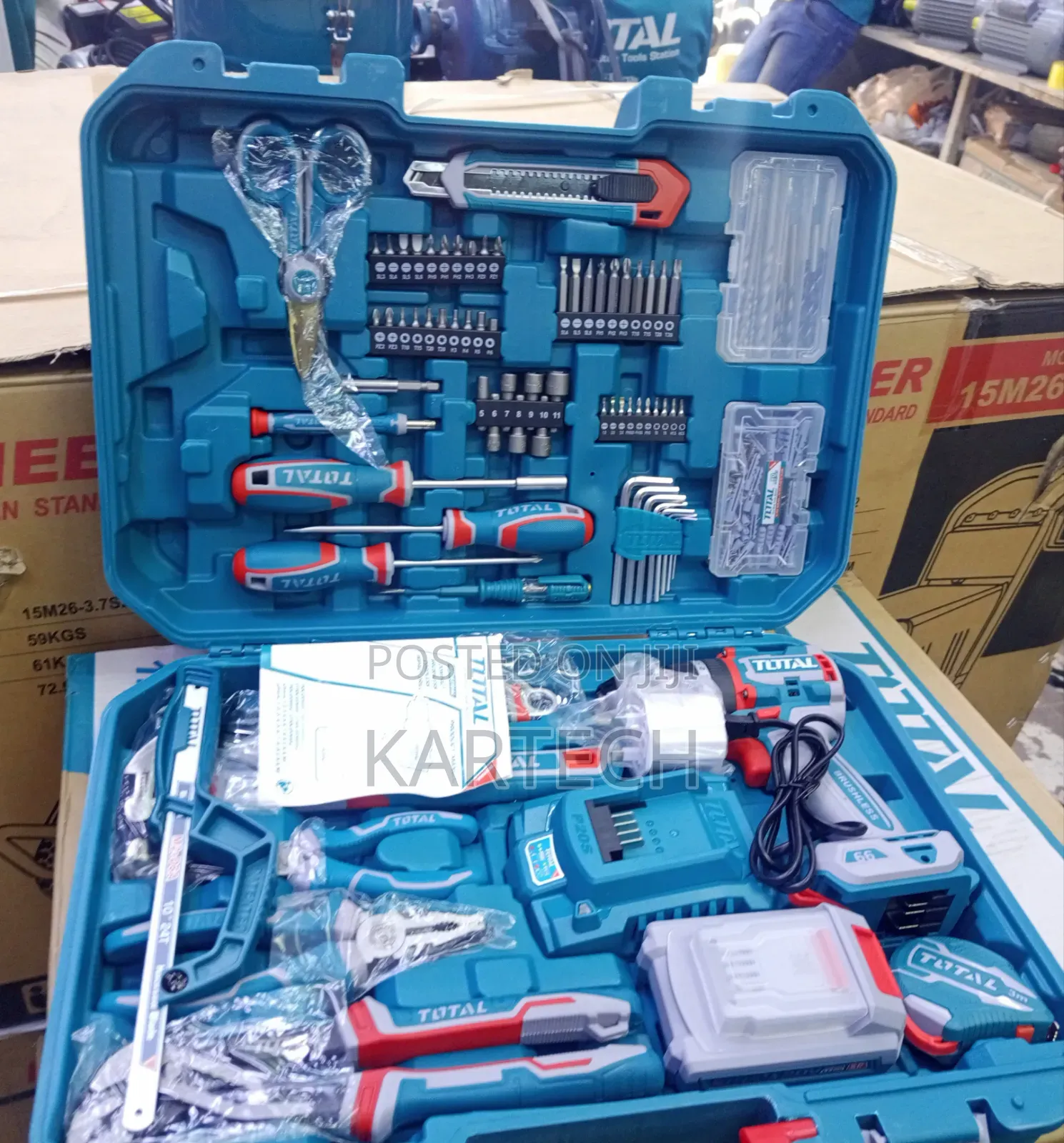 TOTAL 166Pcs Cordless Drill Hand Tools Set