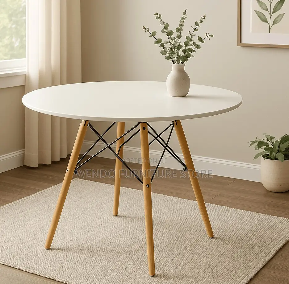 Home Tables; Round White Home Dining and Living Room Table