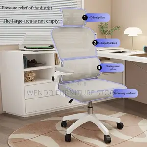 Office Chairs; White Orthopedic Office Chair With Flipping Armrest
