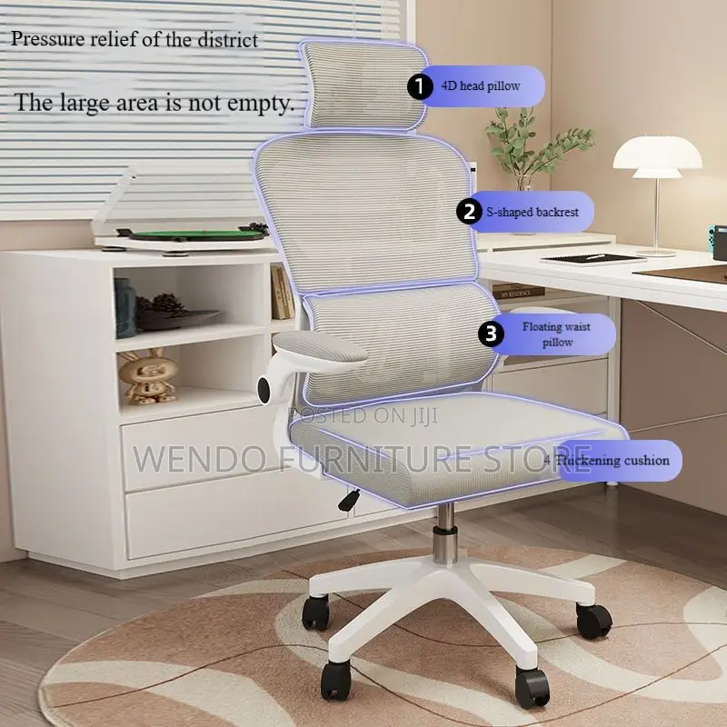 Office Chairs; White Orthopedic Office Chair With Flipping Armrest