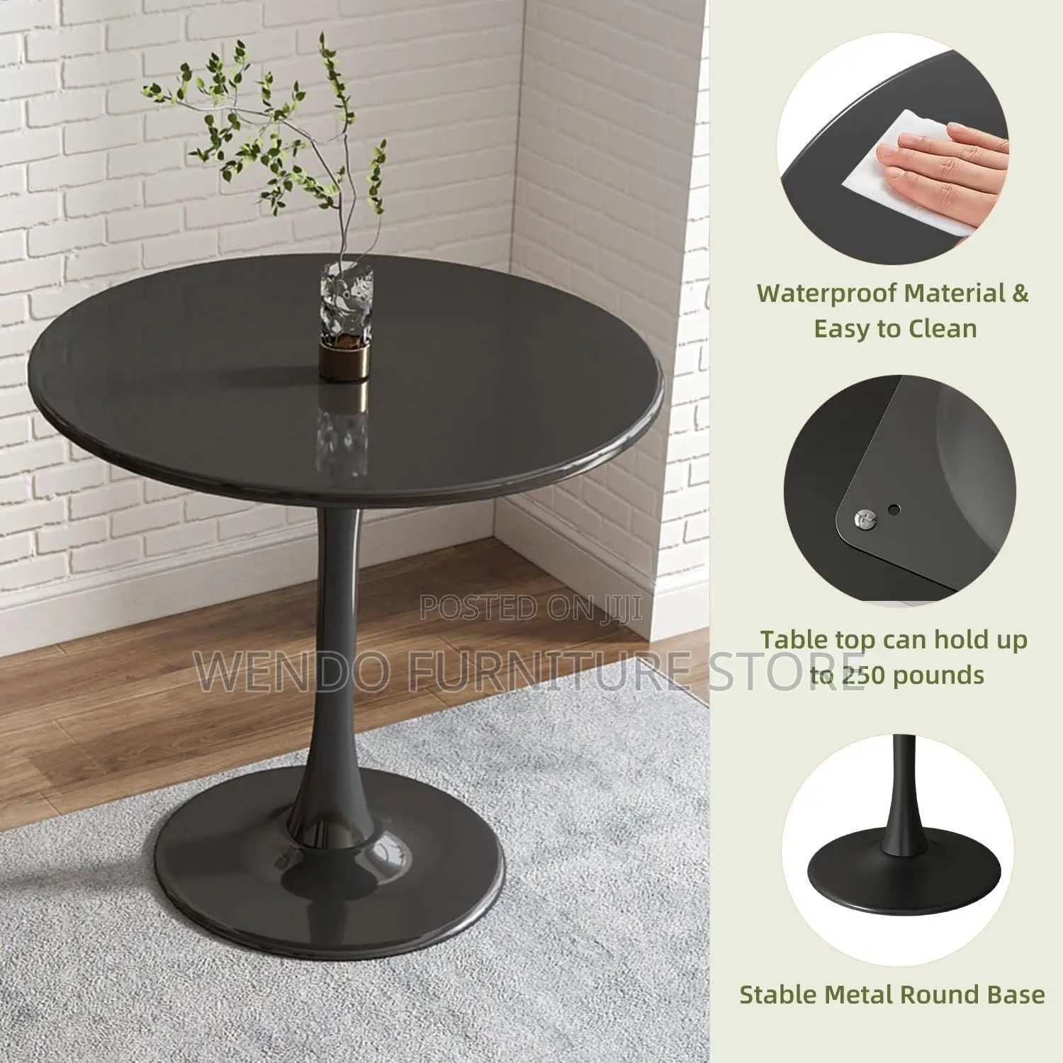 Coffee Table; Round Sun Black Elegen Coffee Table