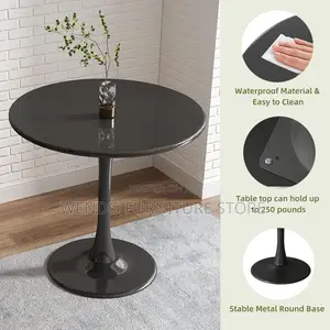 Coffee Table; Round Sun Black Elegen Coffee Table