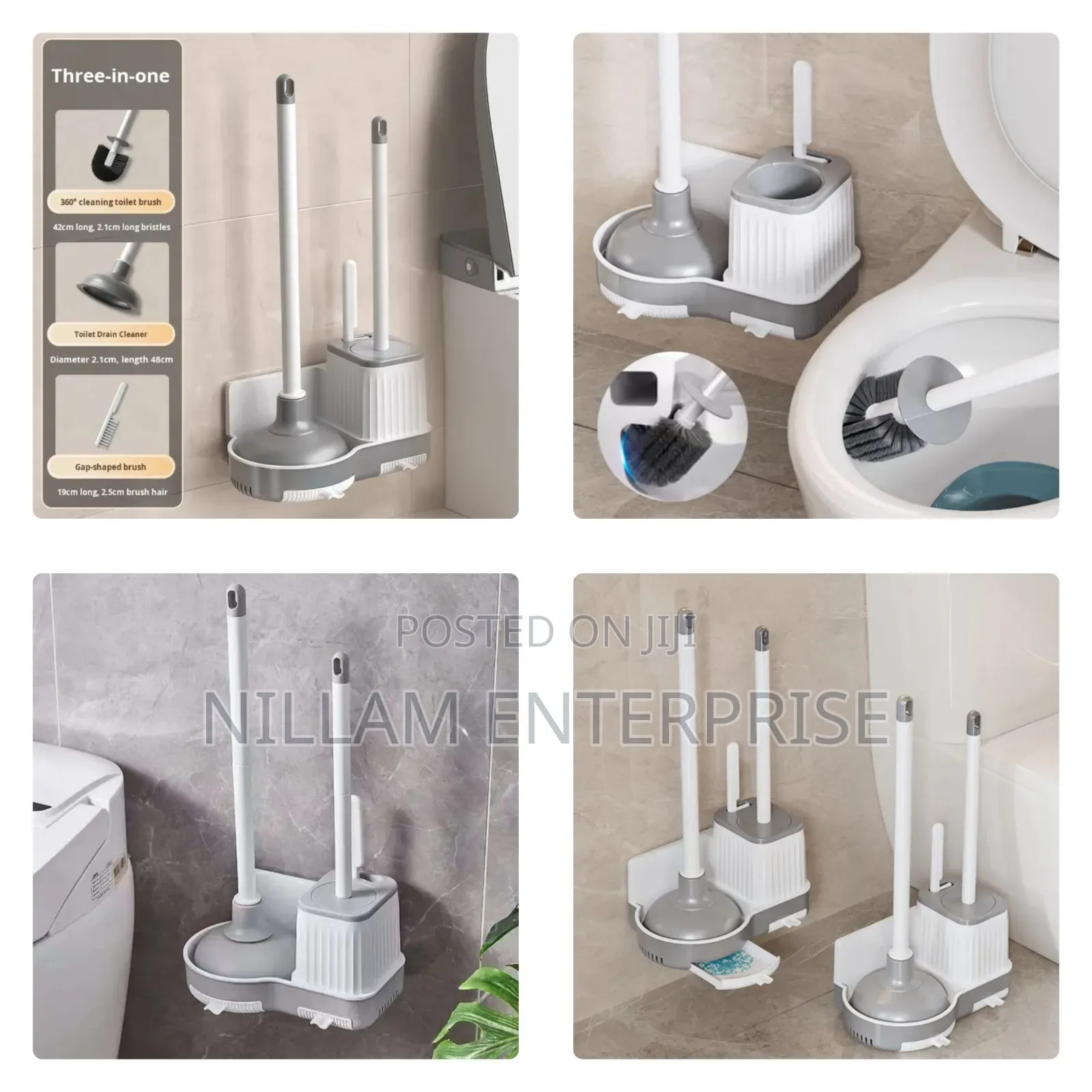 3 in 1 Toilet Brush Set