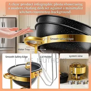 New Design Improved Black / Gold 6 L Chaffing Dish