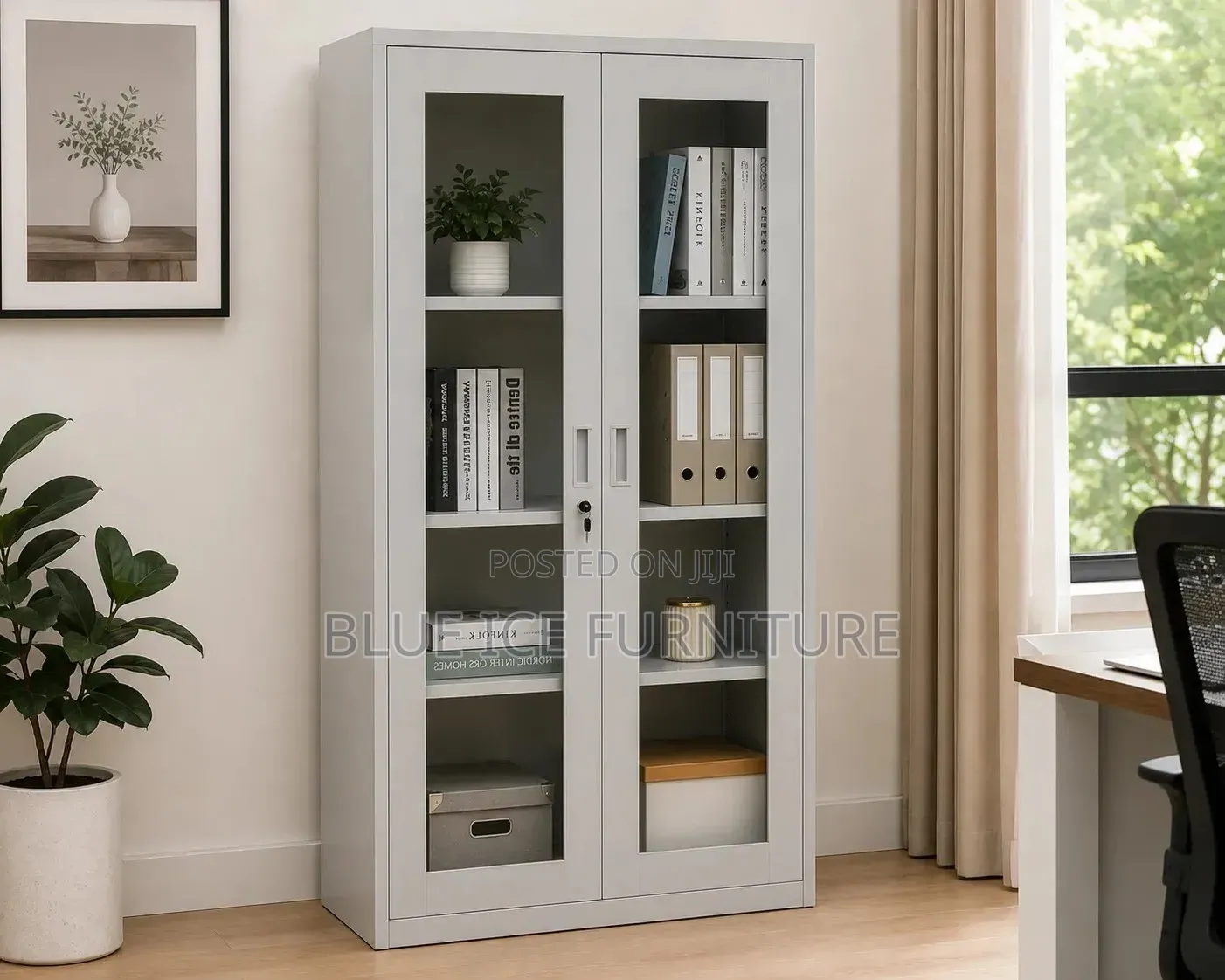 Steel Office Cabinet With Glass Doors