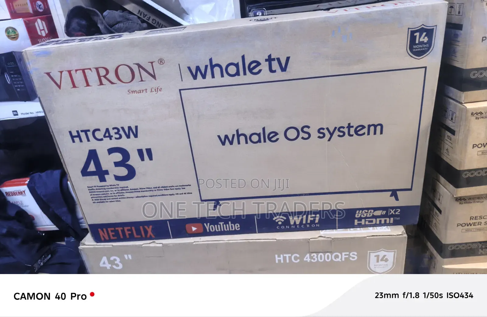 Vitron 43" Whale OS Smart LED TV – HD Display With Bluetooth