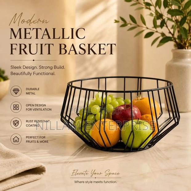 Metallic Fruit Basket
Sleek Design