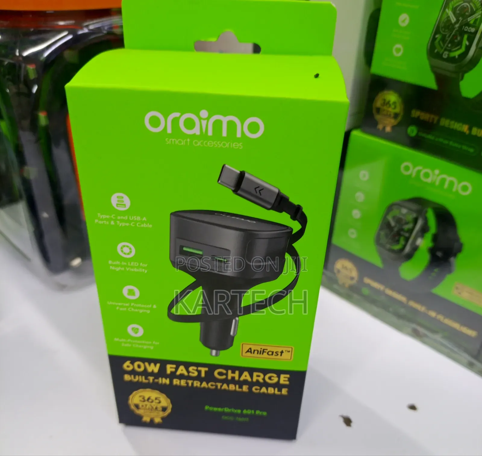 Oraimo PowerDrive 601 Pro (OCC-7601T) 60W Fast-Charging Car Charger