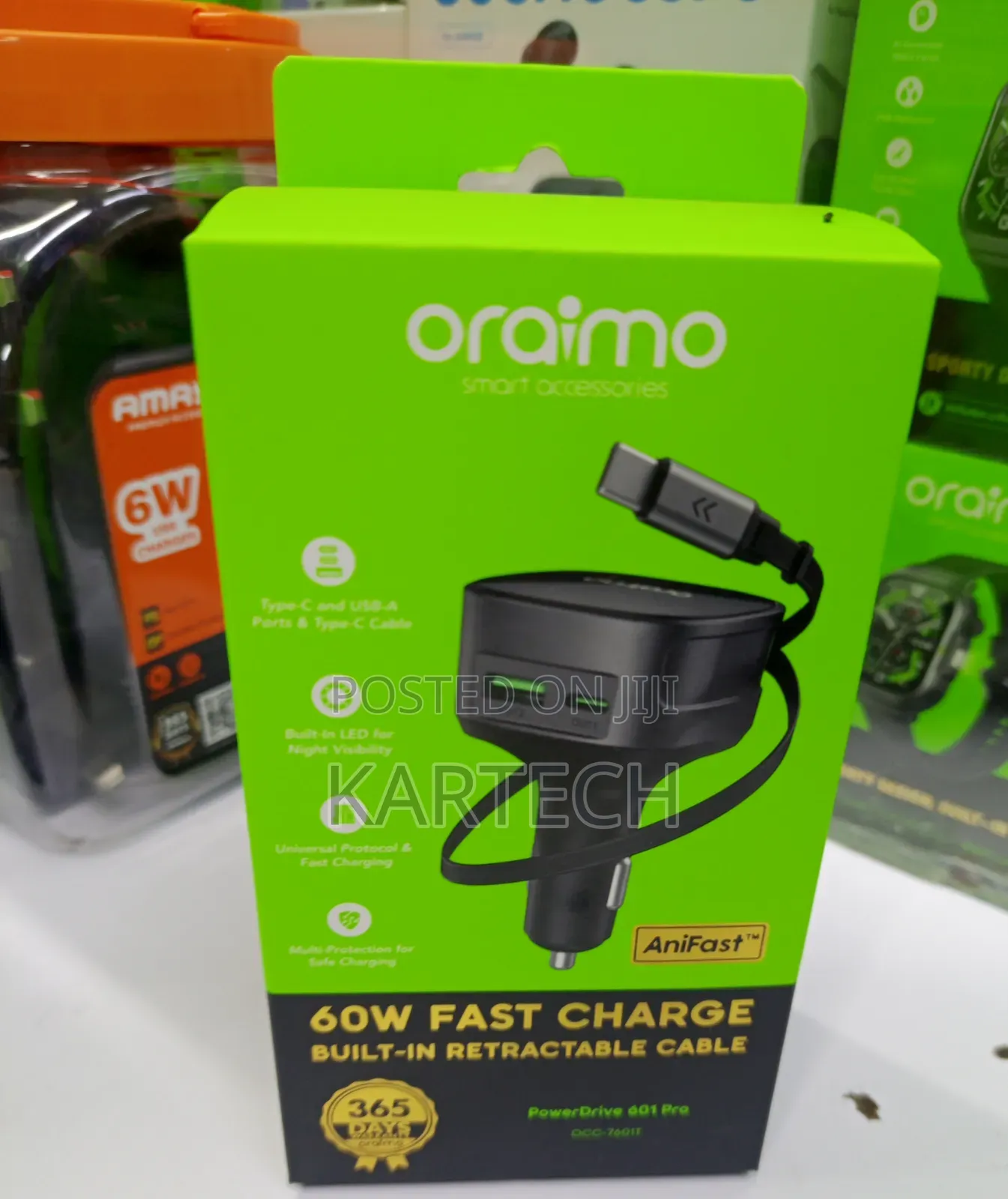 Oraimo PowerDrive 601 Pro (OCC-7601T) 60W Fast-Charging Car Charger