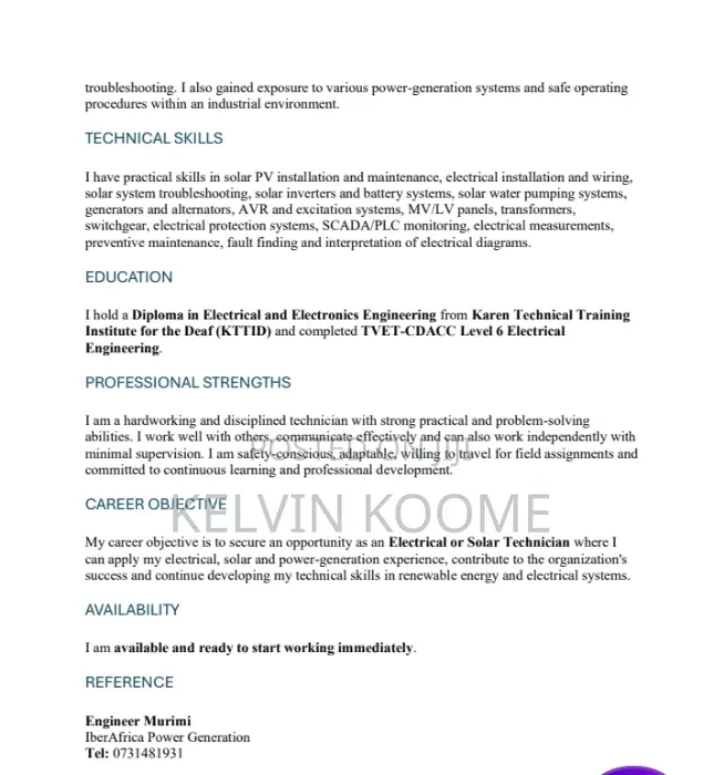Electrical Technician Trainee