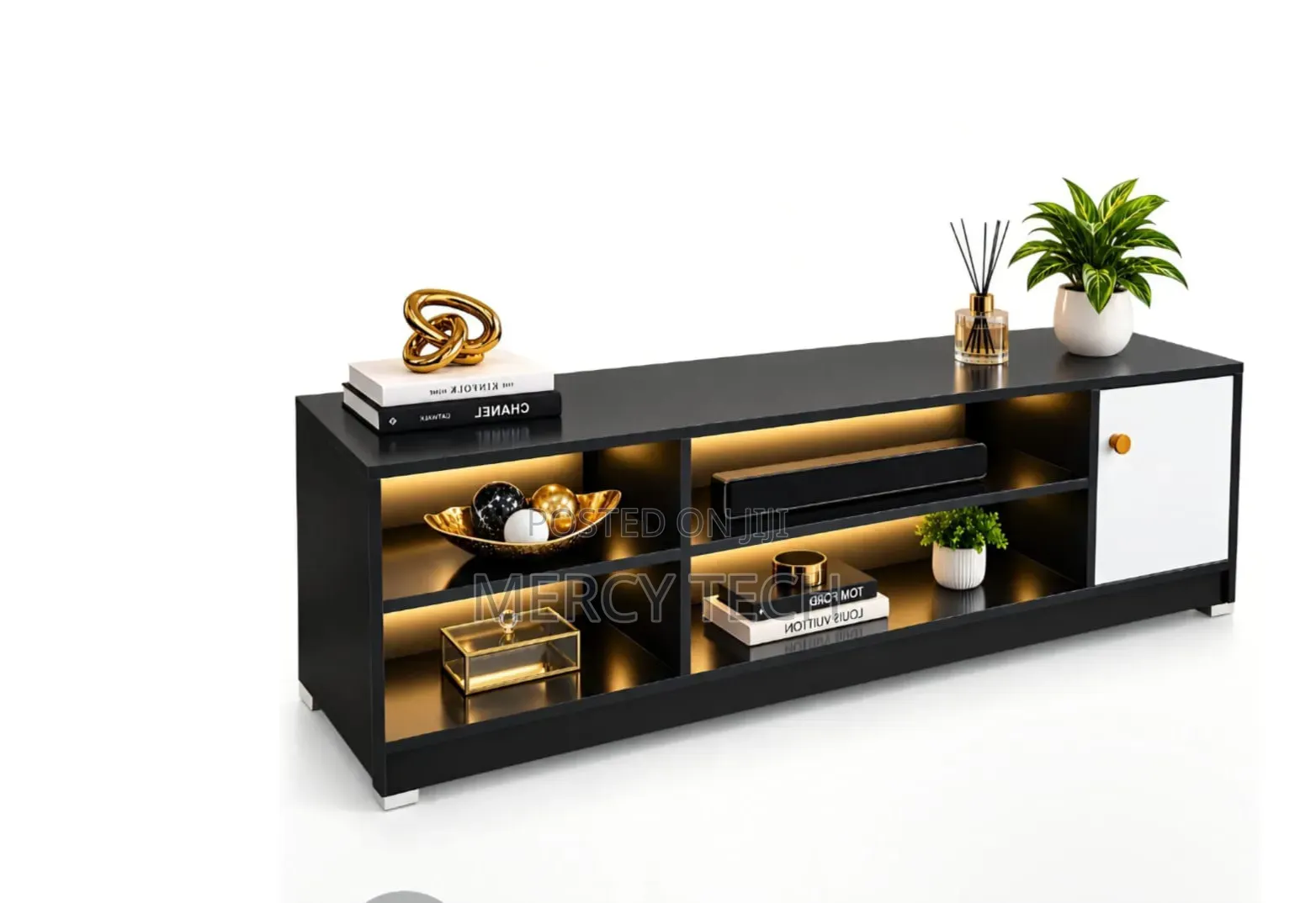 Executive TV Stand With Shelves Cabinet