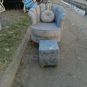 Light Grey Pedicure Flower Seat and a Pouf 