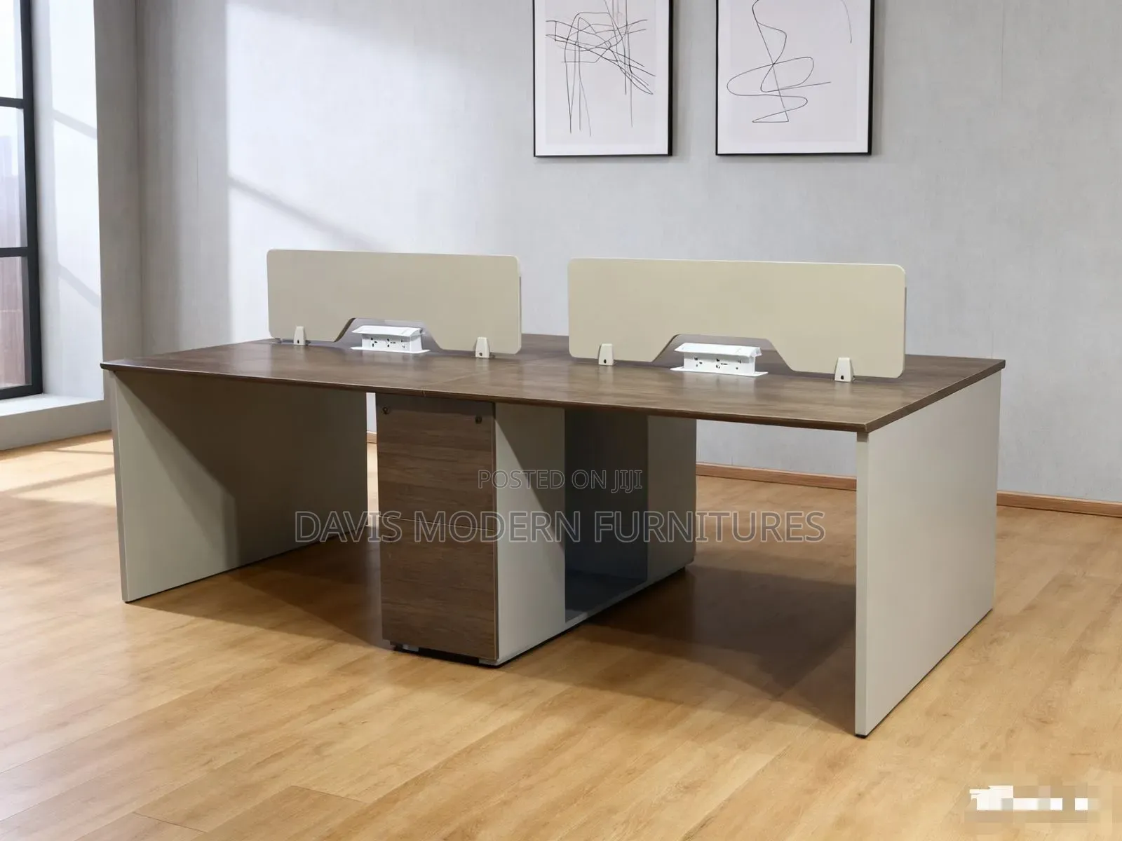 Walnut and Cream Office Desk